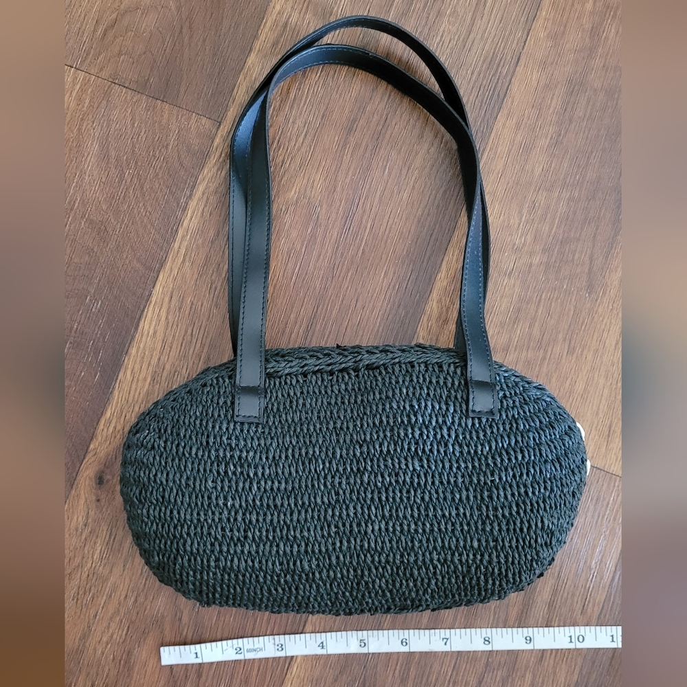 Vtg Sun N Sand Double Handled Raffia Woven Straw Bag, Black. - Picture 7 of 8